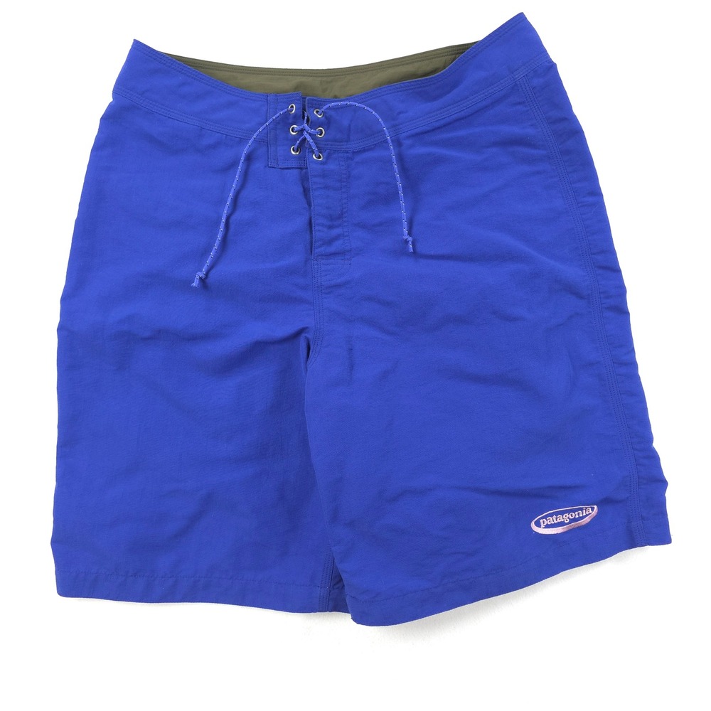 VINTAGE Patagonia Board Shorts Mens 34 Blue Nylon Surf Swim Y2k Beach Coastal